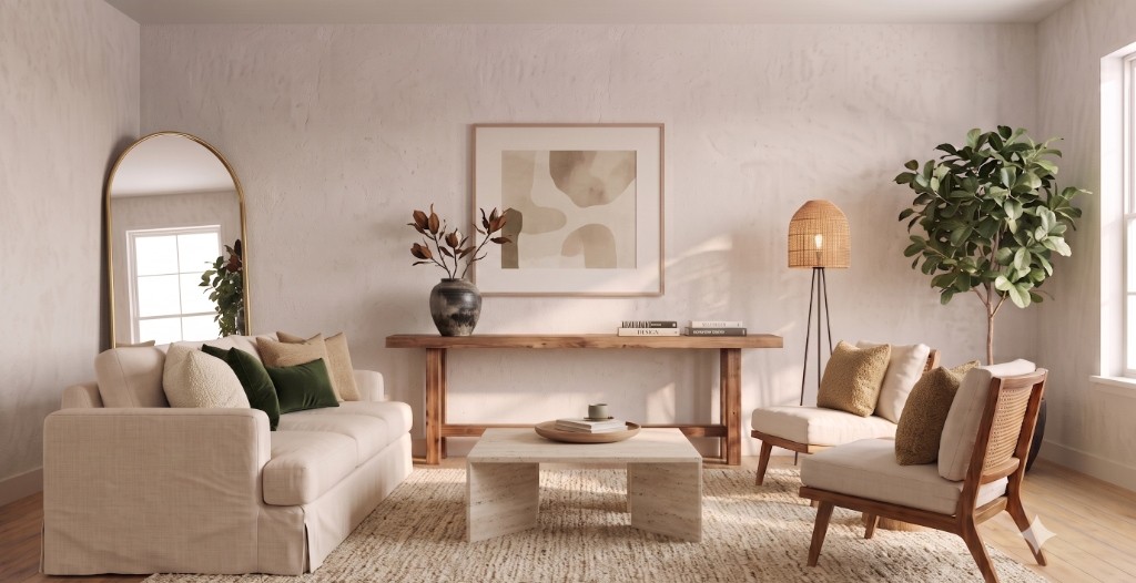 Warm organic home staging in Hacienda Heights California residence