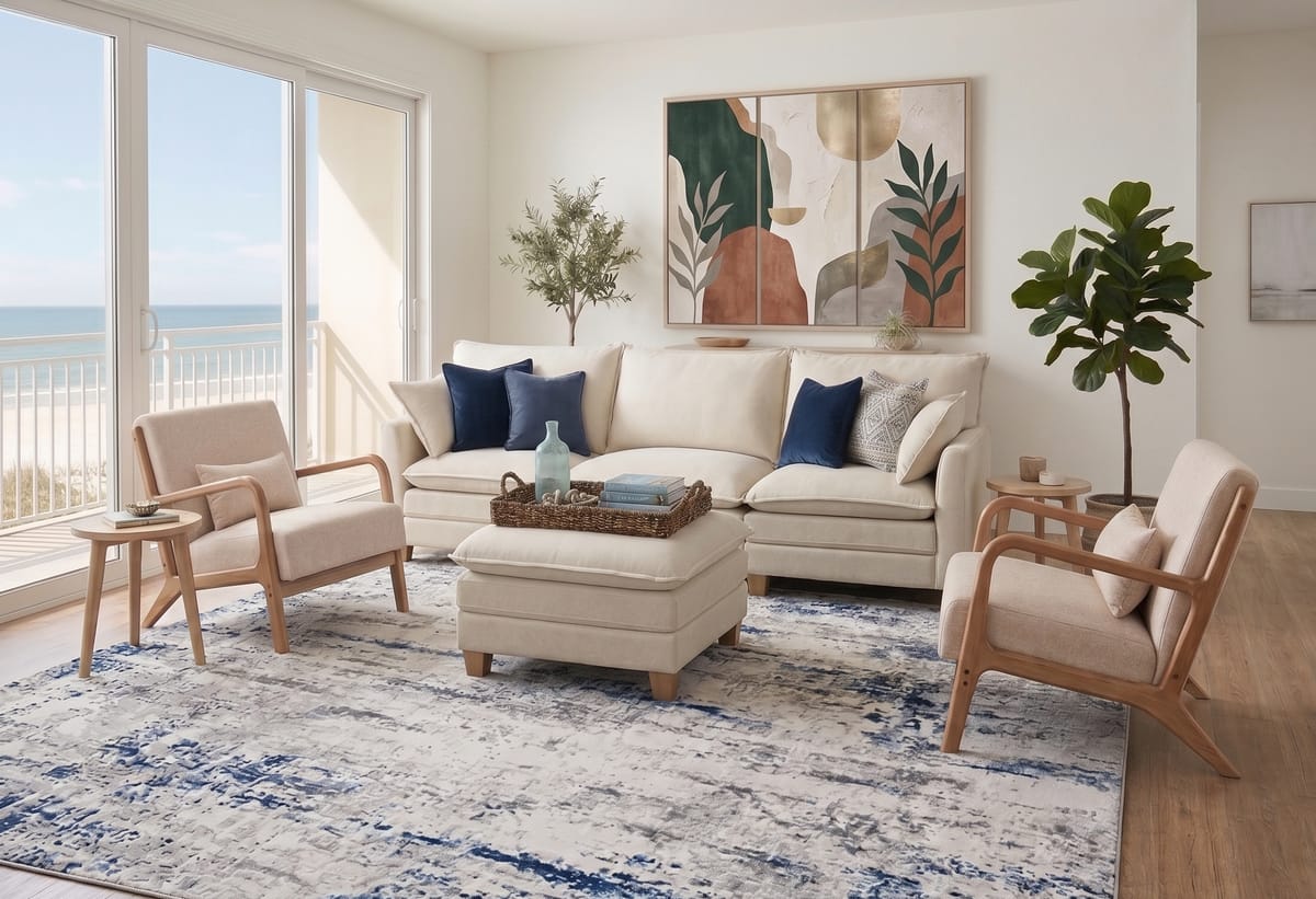 Carey Home Staging - Modern Coastal Living Room